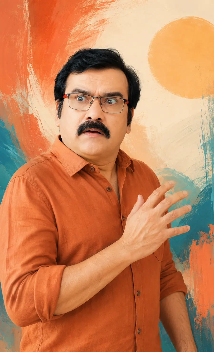 Actor Ramesh Donthula showing a surprised performance expression